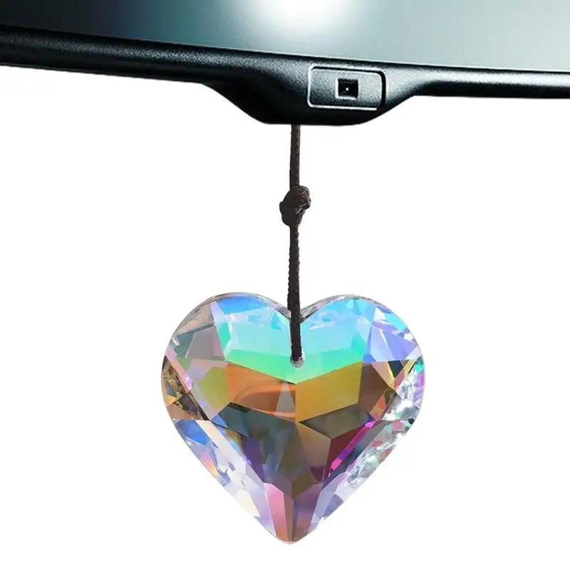 

Crystal Heart Pendant Chandelier Prisms Rainbow Maker Hanging Drops DIY Ornament Home Wedding Window Decor Craft
