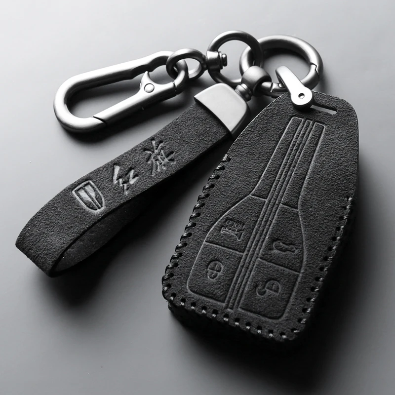 

ALCANTARA For Hongqi H5 H9 HS5 HS7 H7 L5 HS3 L9 Suede Leather car key cover key case Keyless Protector Holder Auto Accessories