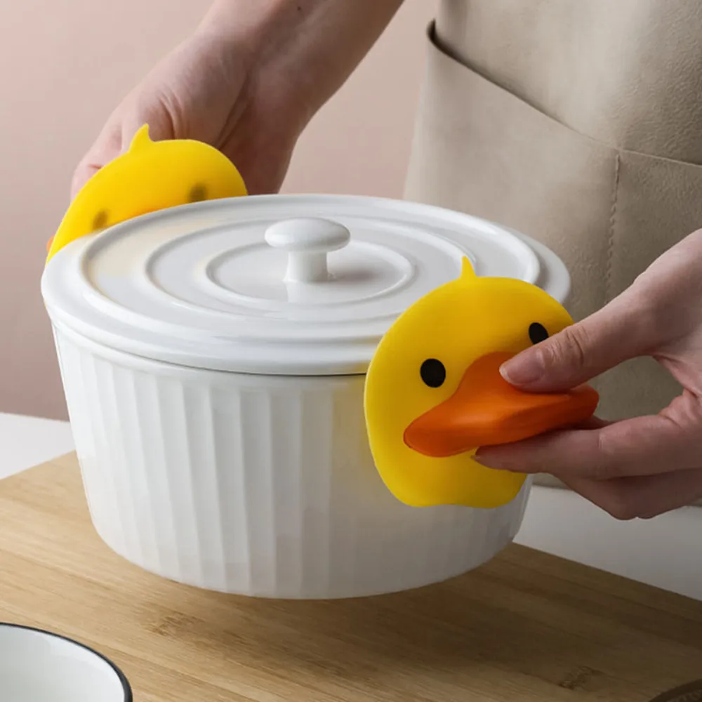 

Kitchen Anti-Scalding Gloves Cartoon Little Yellow Duck Oven Gloves Pot Holder Kitchen BBQ Gloves Mitts Tray Pot Oven Hand Clip