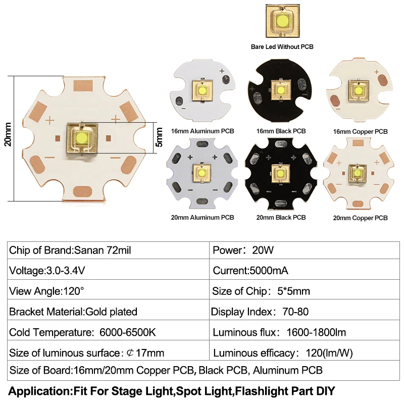 

OTdiode 20W Plane Circle Laser Bead светодиодный чип холодный белый