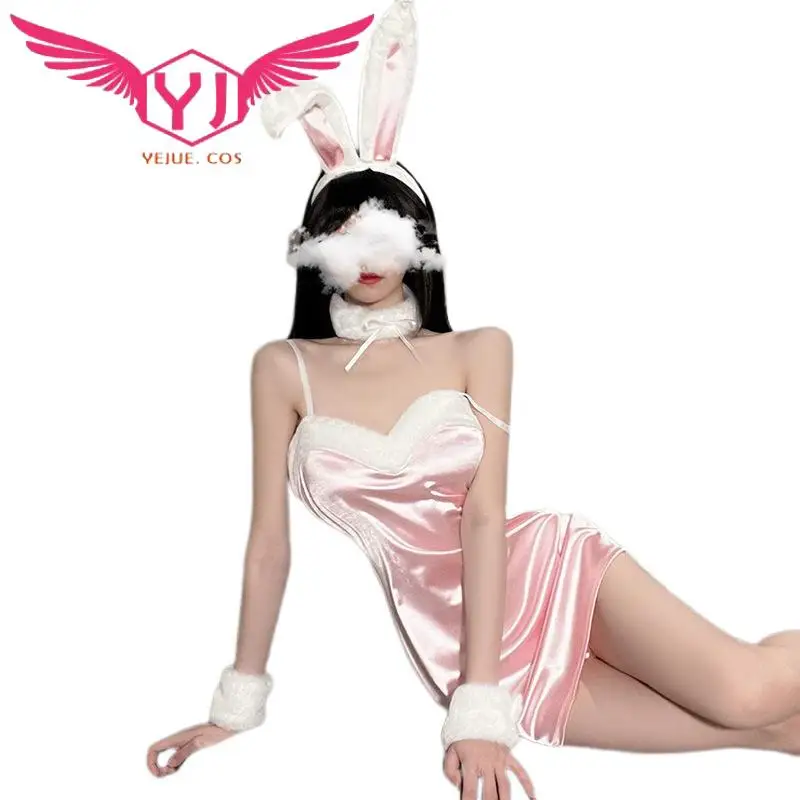 Christmas Bunny Girl Red Plush Suit Women Sexy Party Santa Claus Mini Dress