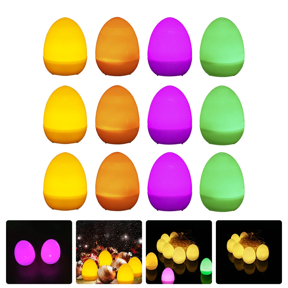 

12Pcs Household Night Light Egg Shaped Lamp Decor Party LED Decorative Light