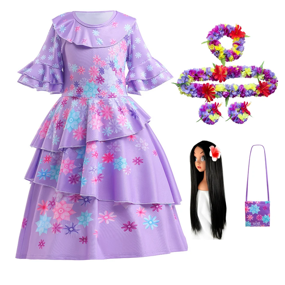 

Disney Encanto Isabela Madrigal Girls Cosplay Princess Baby Kids Flower Party Dress Children Brithday Halloween Dress Up Costume