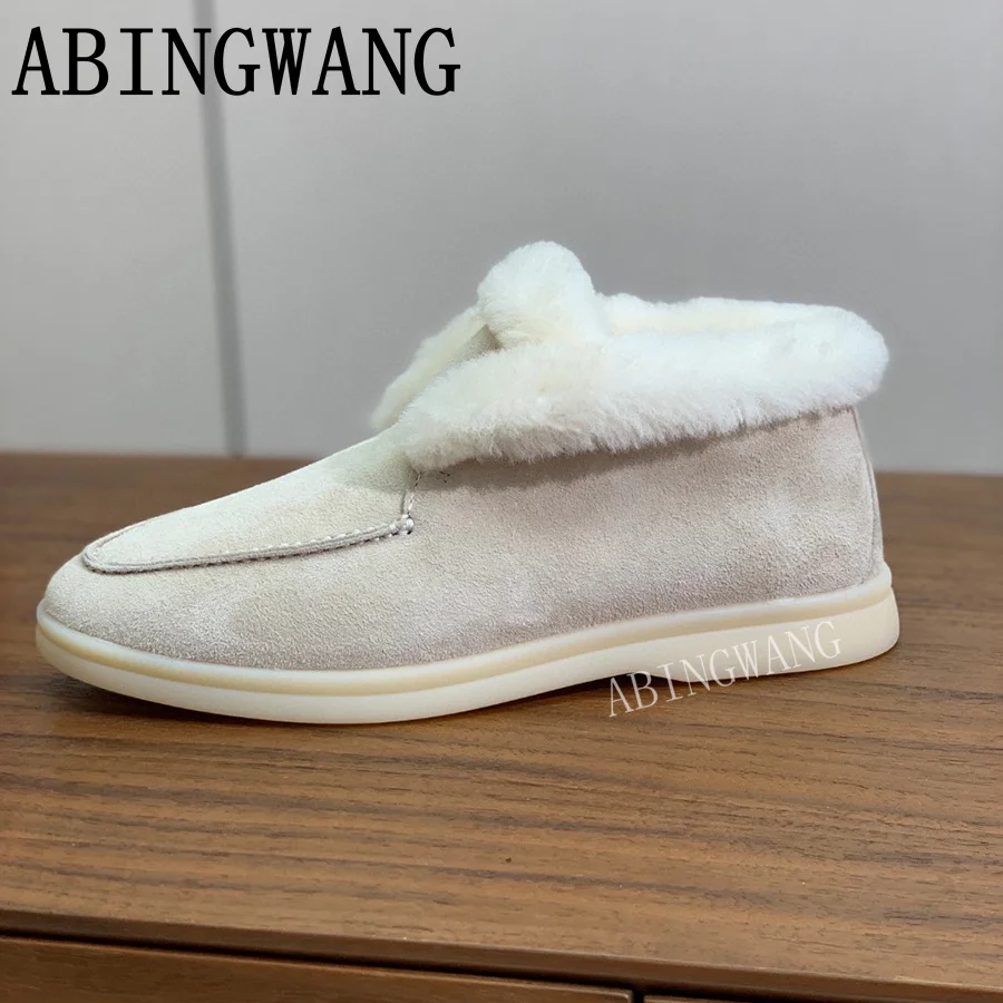 Замшевые мокасины с мехом внутри