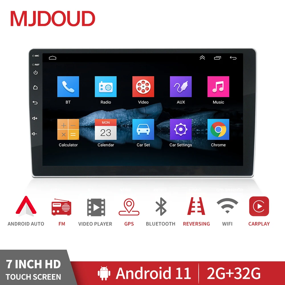 

MJDOUD 2 Din 9 Inch Car Android 11 Multimedia Player Car Radio Autoradio car stereo Universal WIFI GPS BT For Nissan Toyota Kia