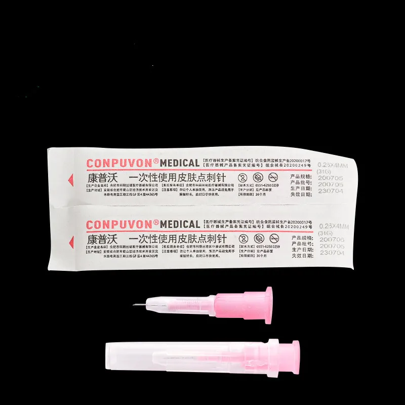 Disposable Sterile Nano Skin Injection Needle 31G 4MM 34G 1.5/4MM Painless Skin Gel Injection Microneedle