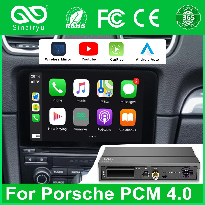 

Sinairyu для Porsche 911 991 997 Cayenne Macan Panamera Bosxter Cayman PCM4.0 беспроводной Apple Carplay Android Авто Mirror-Link
