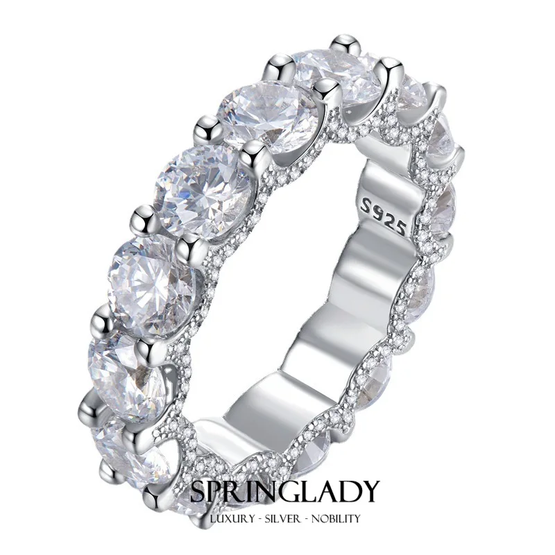 

SpringLady Classic 925 Sterling Silver Round Cut High Carbon Diamonds Gemstone Engagement Couple Rings Band Fine Jewelry