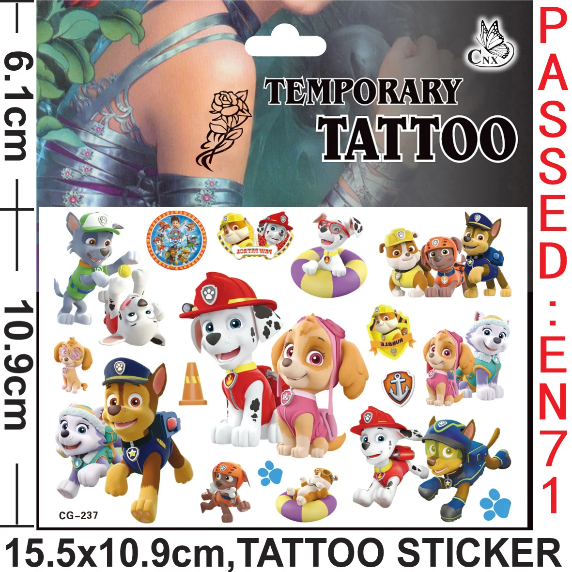 Paw Patrol Stickers Rescue Team Dog Tattoo Cartoon Anime Pattern Waterproof Stickers Kids Toys Decoration Children Birthday Gift images - 6