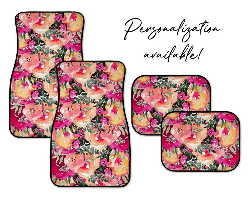 

Spring Floral Car Mats, Personalization Available
