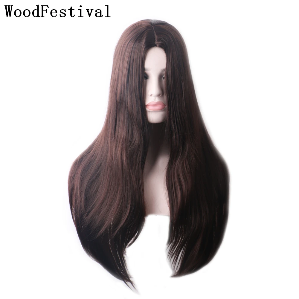 Длинные Синтетические волосы WoodFestival темно-коричневый парик прямые парики блонд