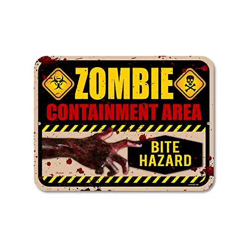 Металлическая табличка &quotЗона содержания укусов зомби&quot