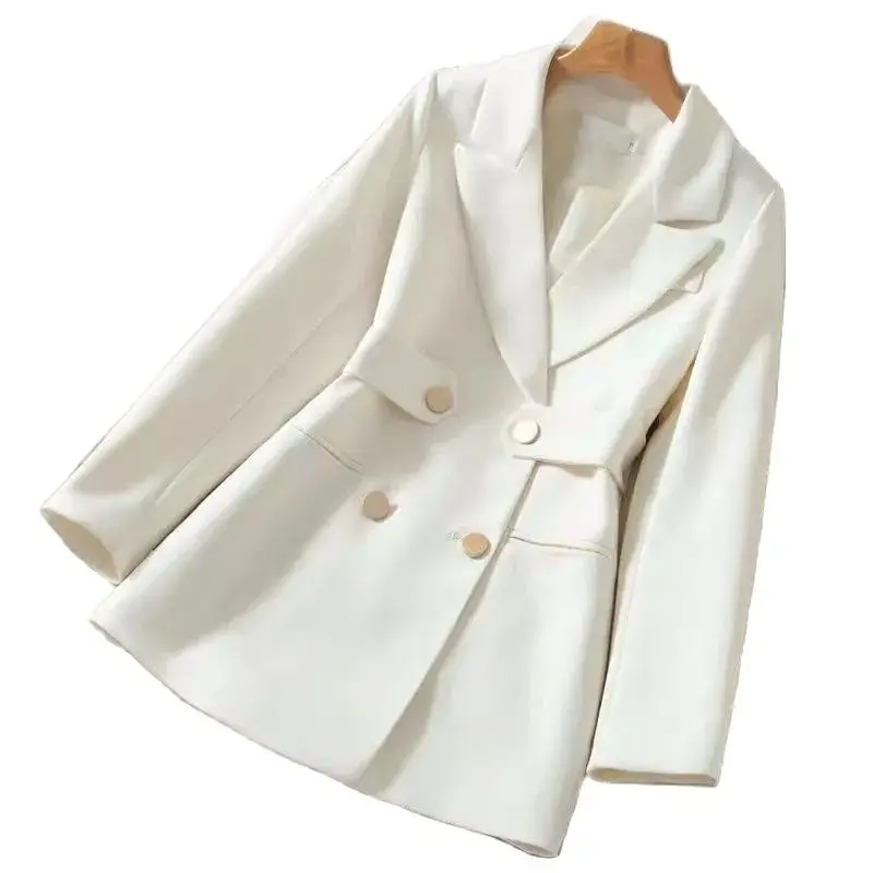 

Женский двубортный Блейзер, приталенный черный или белый пиджак, верхняя одежда, весна-осень 2023