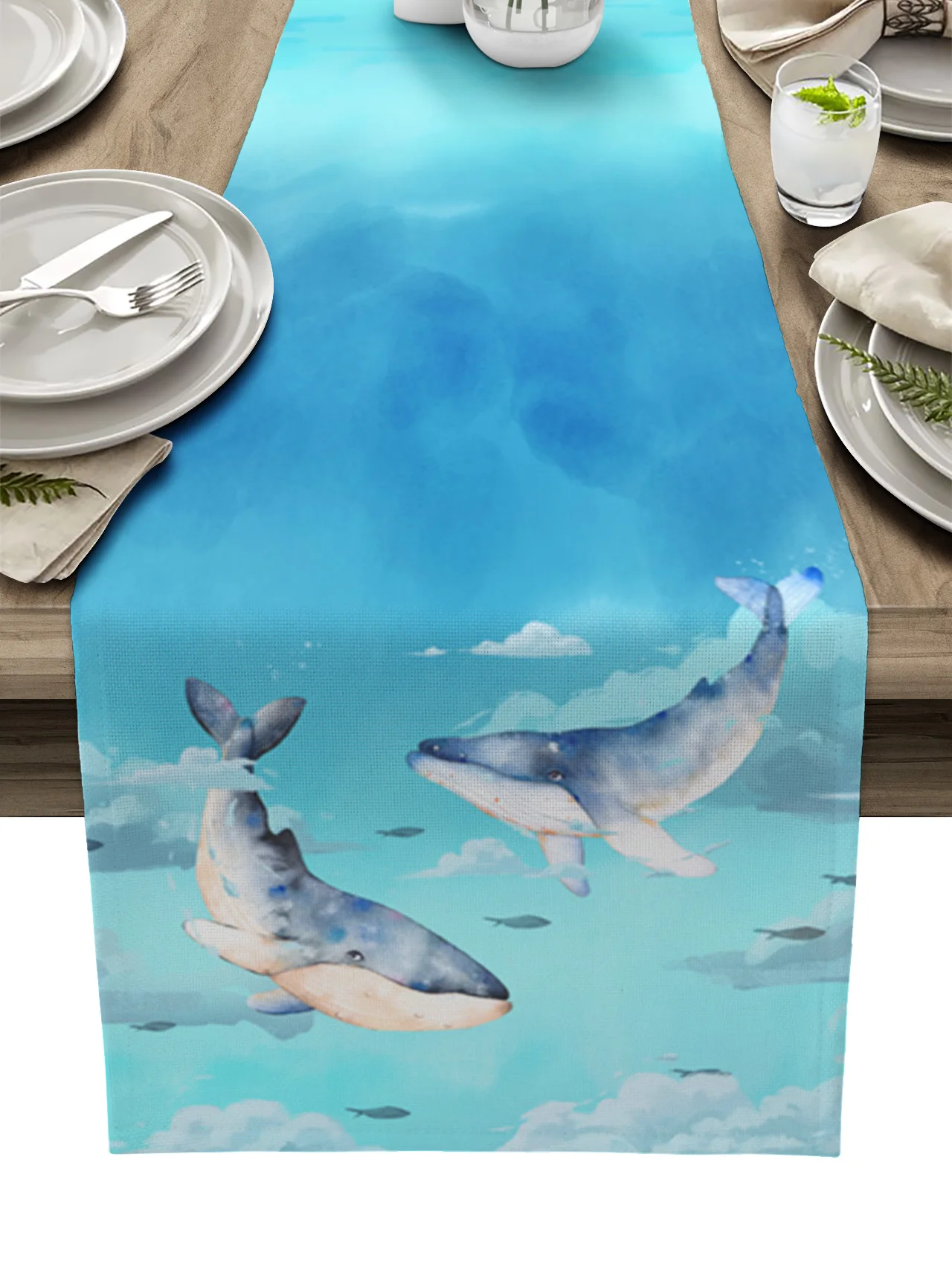 

Whale Cloud Blue Sky Modern Table Runner for Living Room Garden Table Decoration Coffee Kitchen Minimalist Tablecloths