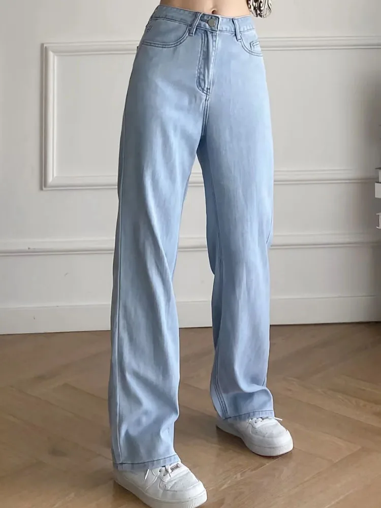 PAILETE Women 2023 fashion wide leg jeans vintage high waist zipper fly female trousers mujer