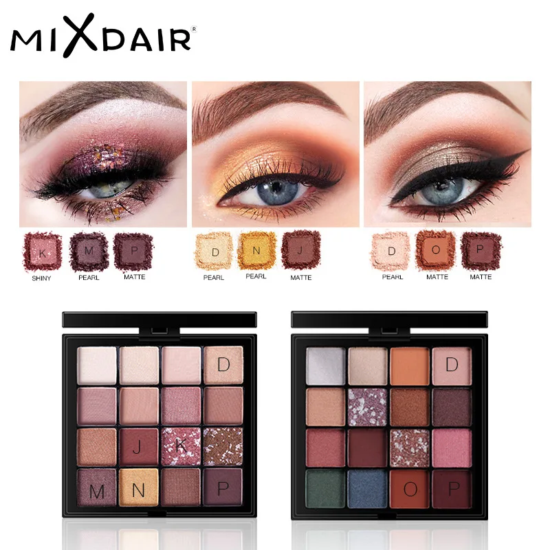 

16 Color Nude Shining Eyeshadow Pearlescent Makeup Glitter Pigment Smoky Eye Shadow Pallete Waterproof Cosmetics Eye ShadowM1952