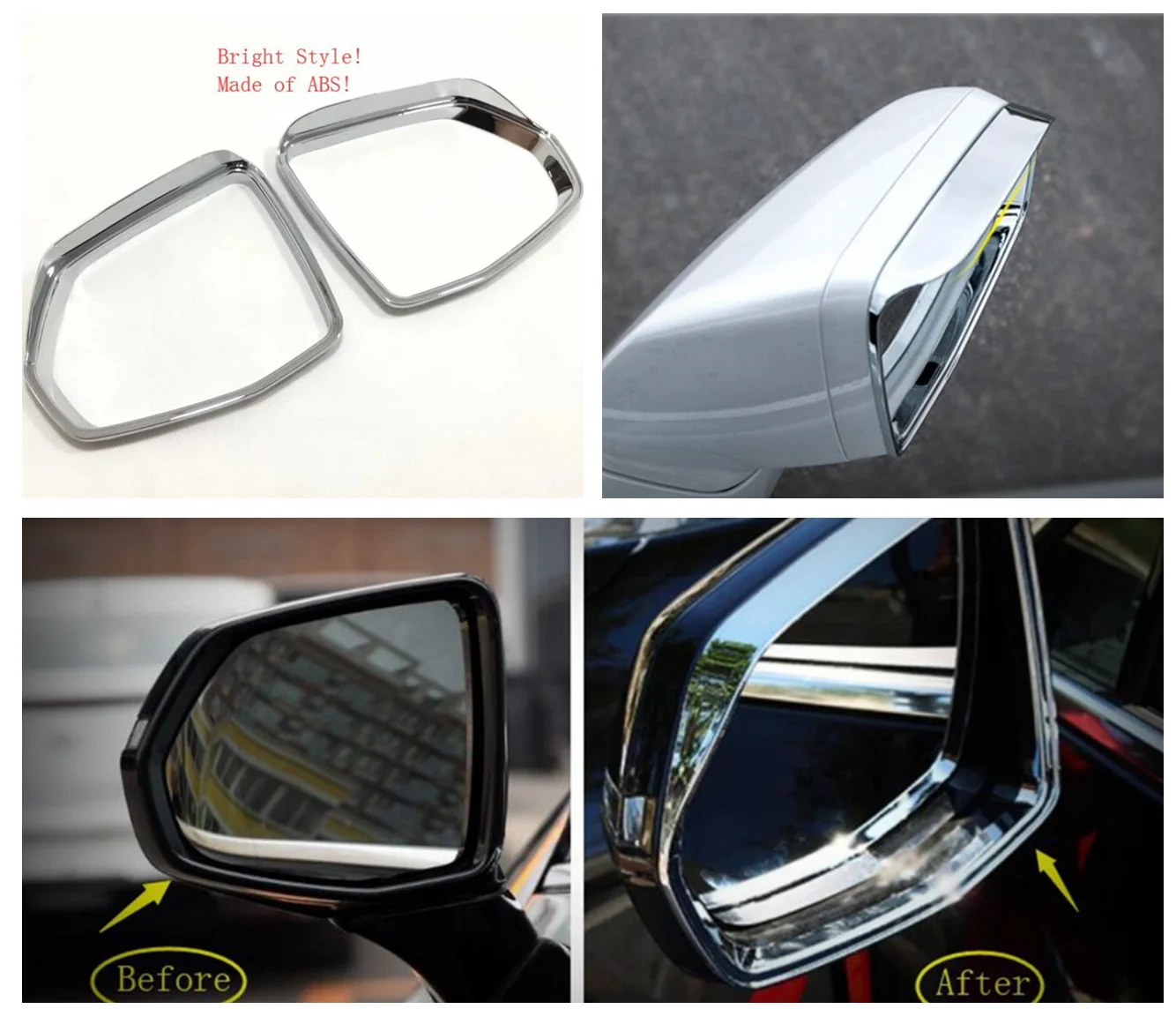 

For Cadillac XT4 2019 2020 2021 2022 Chrome Rearview Mirror Rain Shade Rainproof Blades Frame Cover Trim