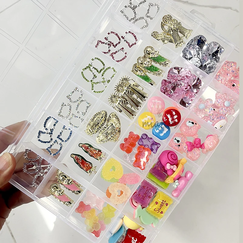 

3D Подвески для ногтей Kawaii Мультфильм Хрустальный медведь драгоценные камни блеск акриловый дизайн ногтей Стразы для украшения пресс на ногти