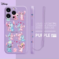 candy color square liquid case for iphone 13 12 11 pro max mini x xr xs max 7 8 6s plus se stitch in love angel color painting