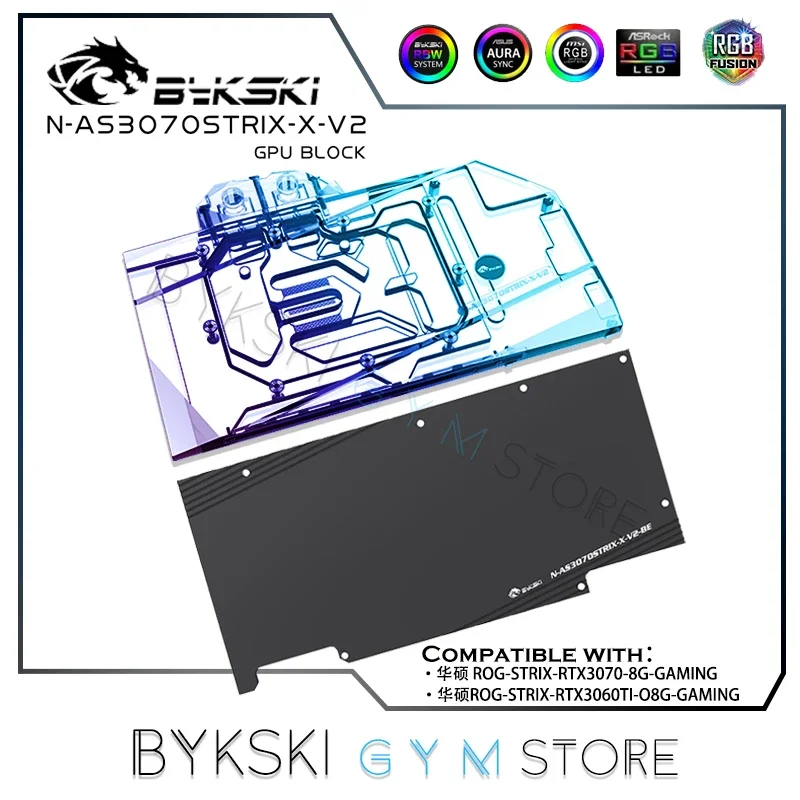 Водяной блок графического процессора Bykski для видеокарты Asus RTX3060Ti 3070 STRIX 5 В ARGB SYNC