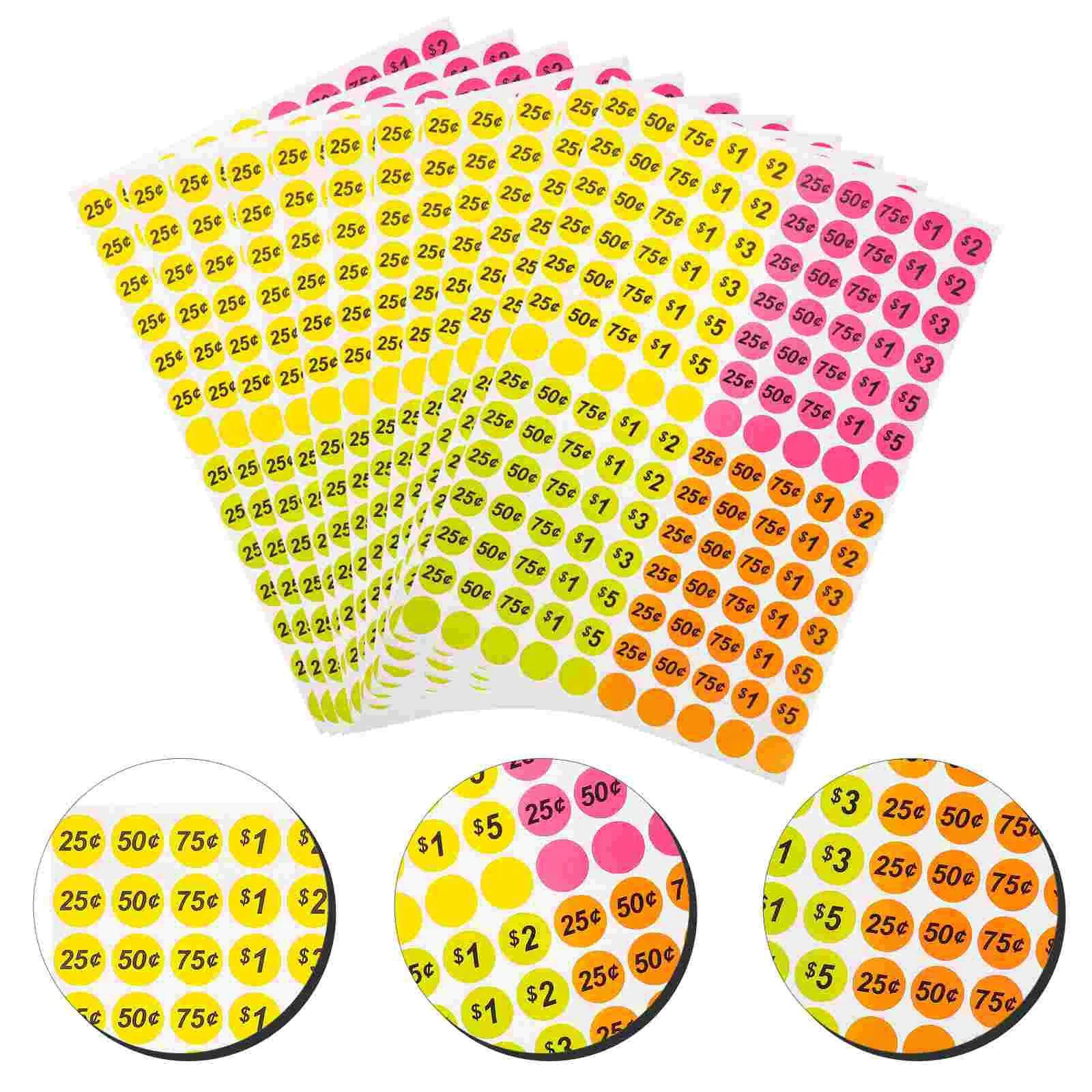 

25 Sheets Colored Labels Sale Price Stickers Small Self-adhesive Tag Paper Colorful Tags Goods Marker