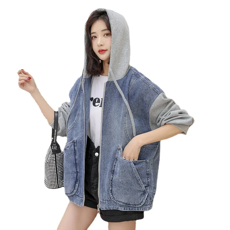 

Women's autumn and winter casual Denim Splicing jacket Women Coat