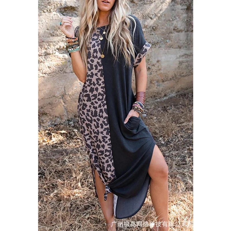 

Женское Повседневное платье-рубашка в богемном стиле, с коротким рукавом и карманами