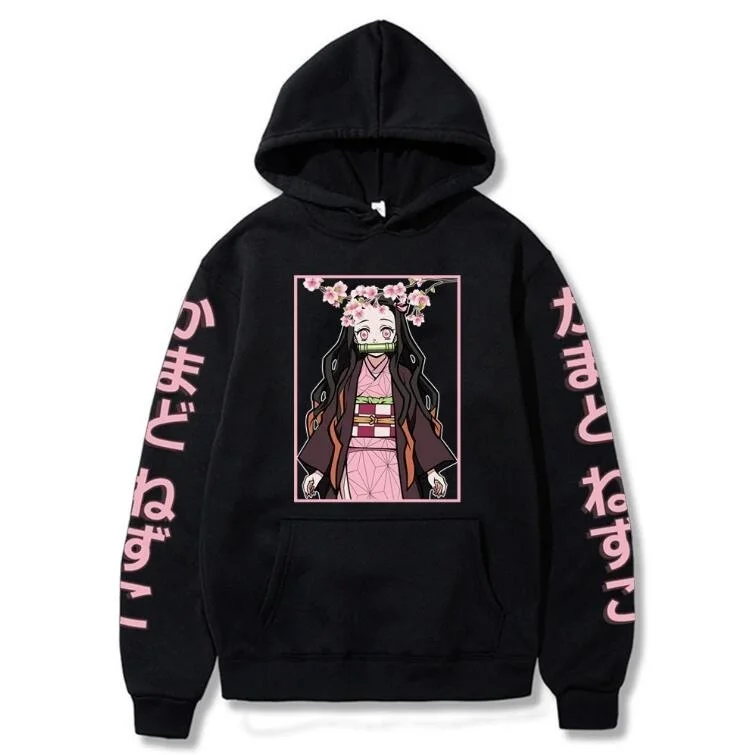 Demon Slayer Nezuko Hoodies Women Streetwear Kawaii Clothing Women Anime Sweatshirts