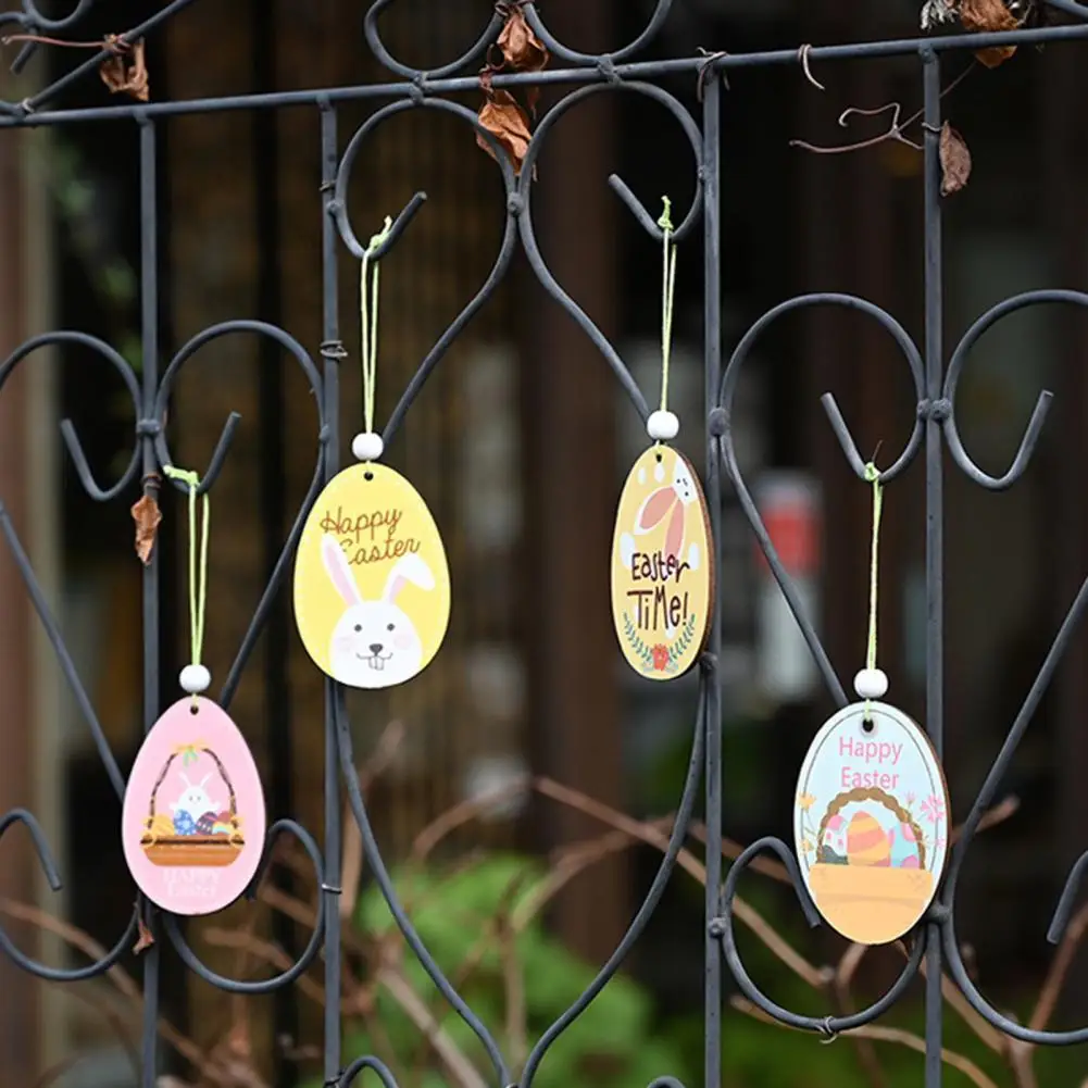 

Lightweight Trendy Lovely Easter Bunny Egg Chick Wood Craft Burr-free Easter Pendant Polished Holiday Supplies