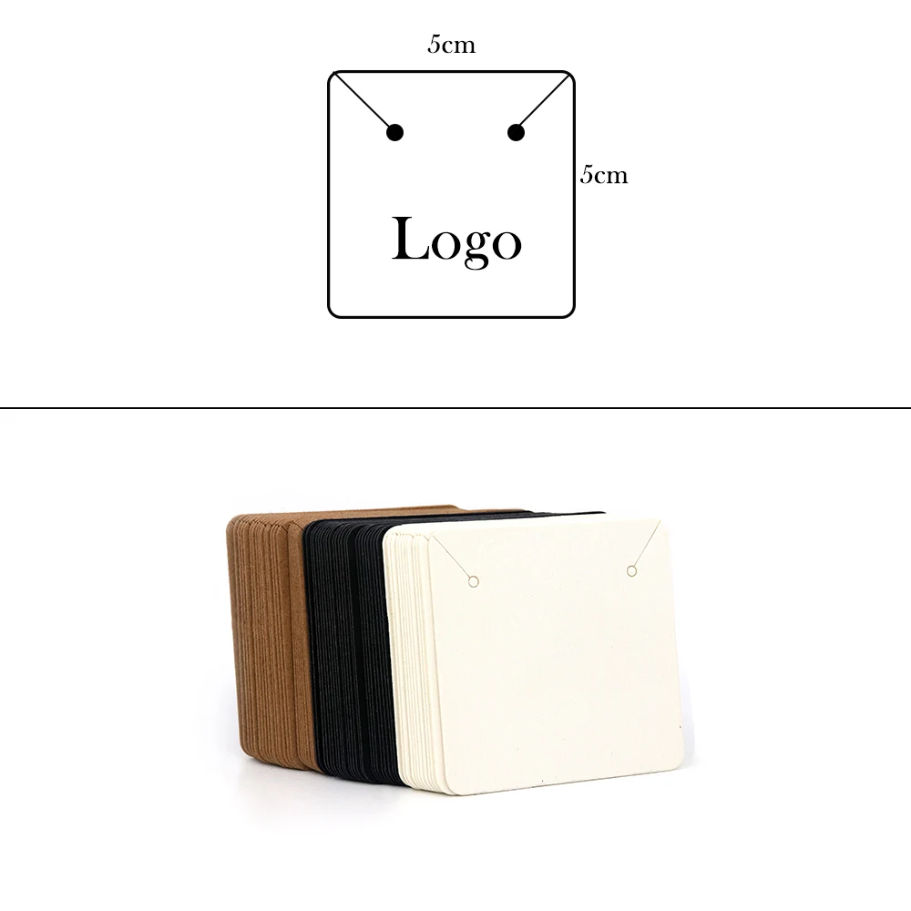 100Pcs 19 Sizes White Black Brown Color Kraft Paper Customize Jewerly Earring Cards Holder Display Stand Packing Wholesale
