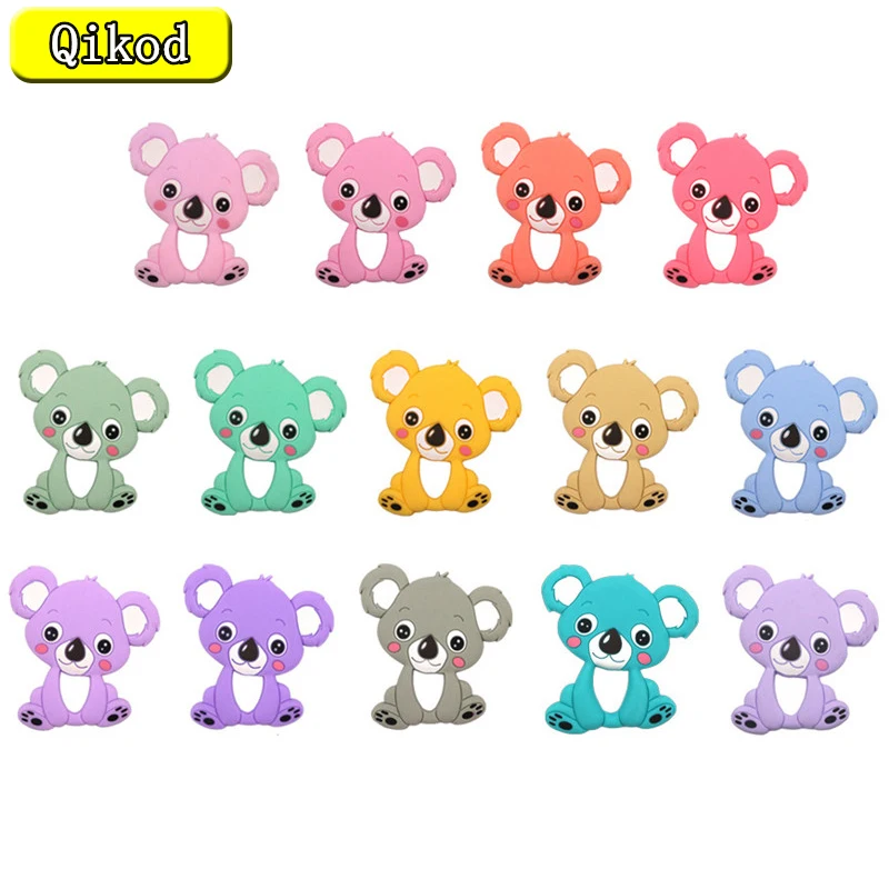 

1pcs Baby Koala Silicone Teether Teething Chew Toy Infant Teether Beads DIY Necklace Nursing Tool Pendant Food Grade Silicone