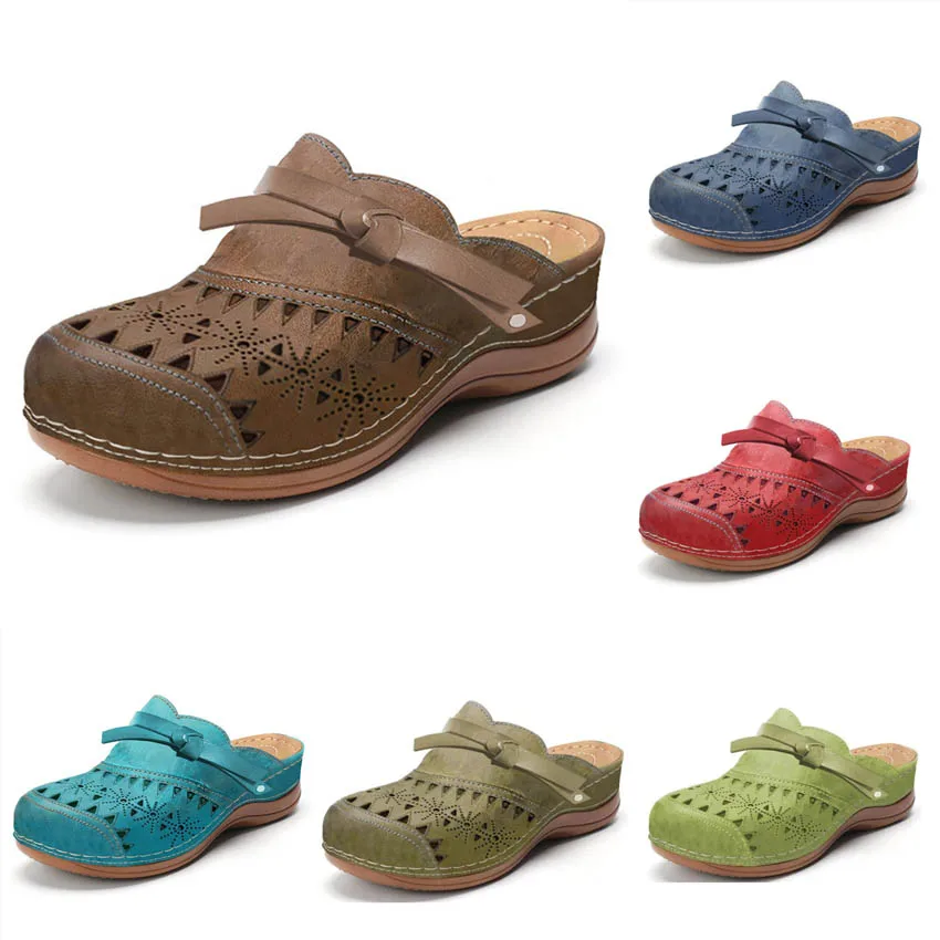 Women's Shoes Tie Hollow Out Solid Casual Flats Sandals Beach Slip On Boho