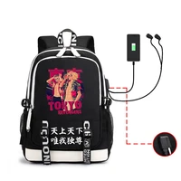 anime cosplay backpack tokyo revengers bag mikey print sano manjiro usb shoulderbag campus bookbag travelbag for teenager girls