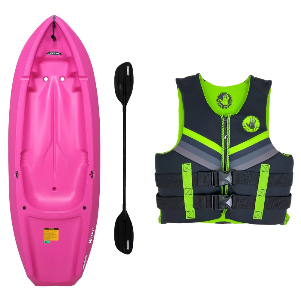 

Lifetime Pink Wave Youth Kayak and OUZEY Life Jacket Bundle