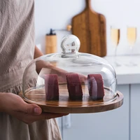 360 rotating transparent decorative tray dessert plate wooden rolling tray buffet presentation tray luxury kitchen organizer