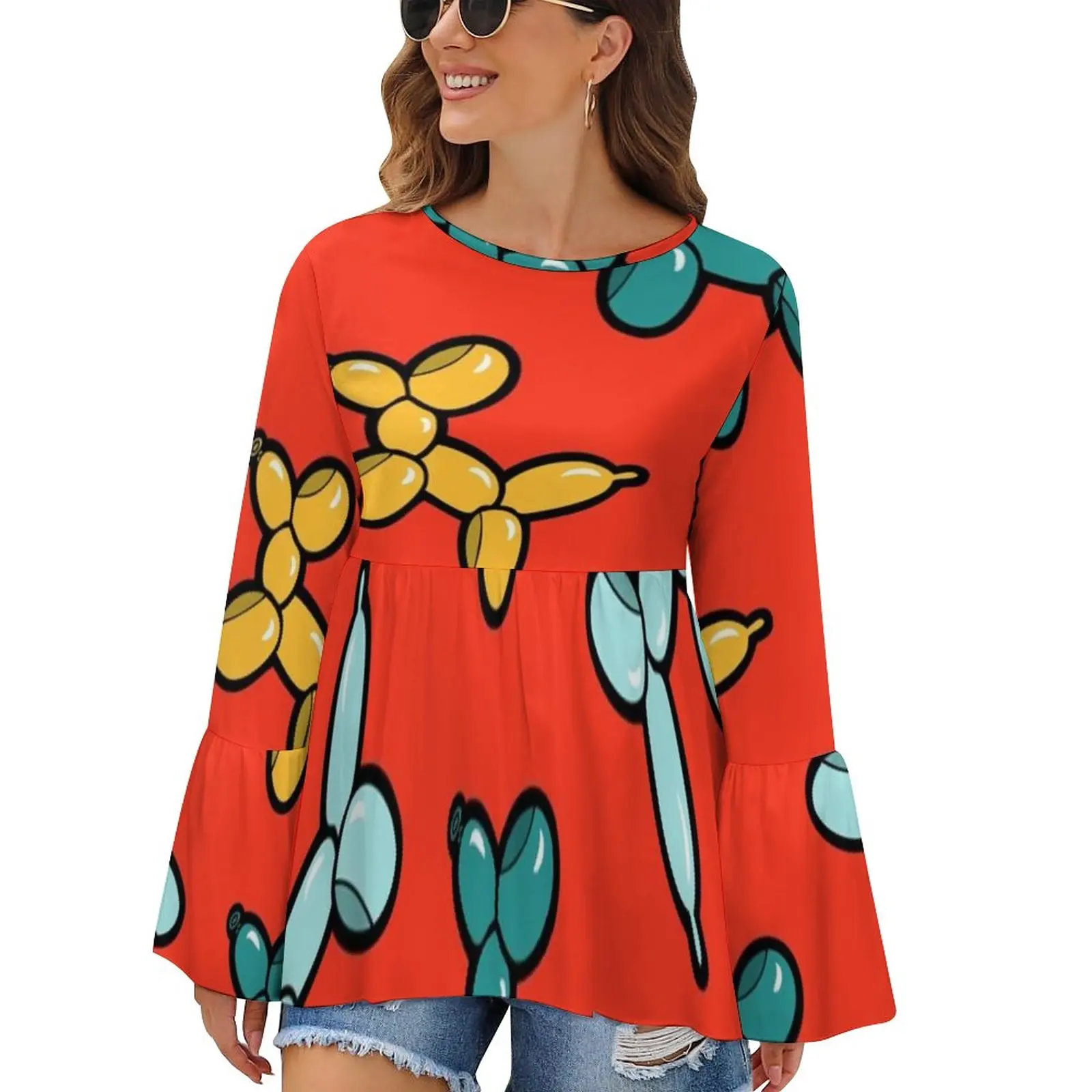 

Женская офисная блузка с рукавами-фонариками