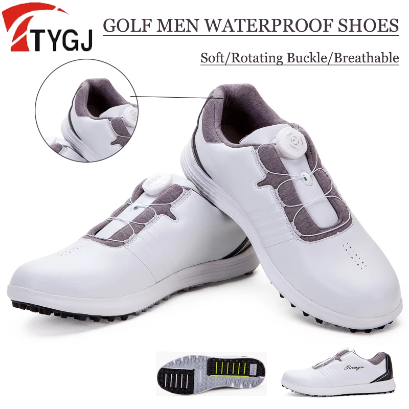 Мужская обувь для гольфа TTYGJ, водонепроницаемые кроссовки для гольфа, дышащая повседневная спортивная обувь, нескользящая обувь с шипами и быстрой шнуровкой