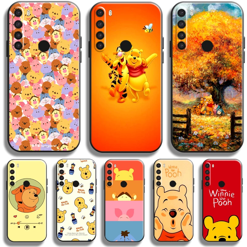 

Cute Cartoon Winnie The Pooh For Xiaomi Redmi Note 8 Pro Note 8T Redmi 8 8A Phone Case Coque Soft Black Liquid Silicon TPU