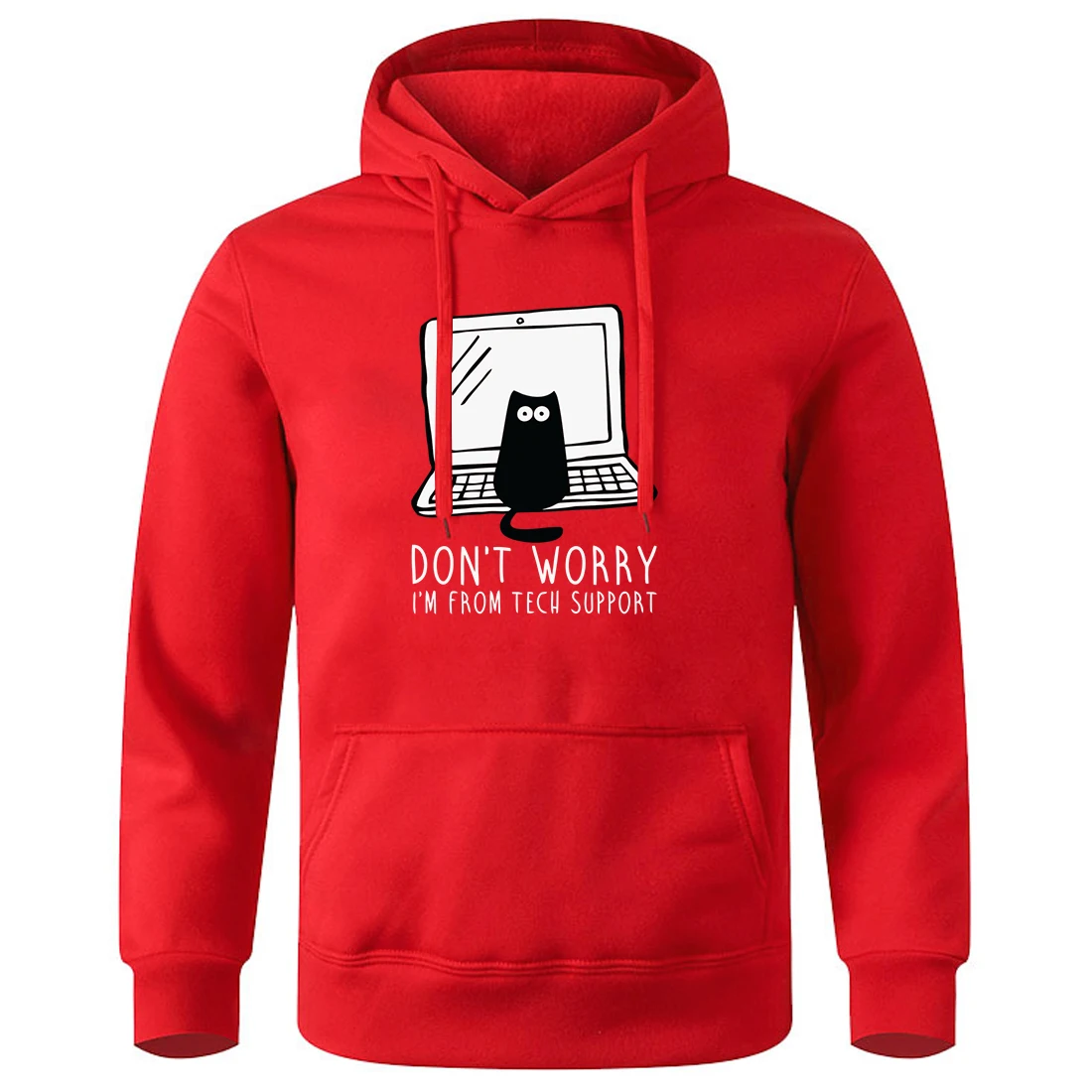 

Don'T Worry I'M From Tech Support Print Men Hooded Loose Casual Oversized Hoodie Basic All Match Tracksuit Classic Vintage Hoody