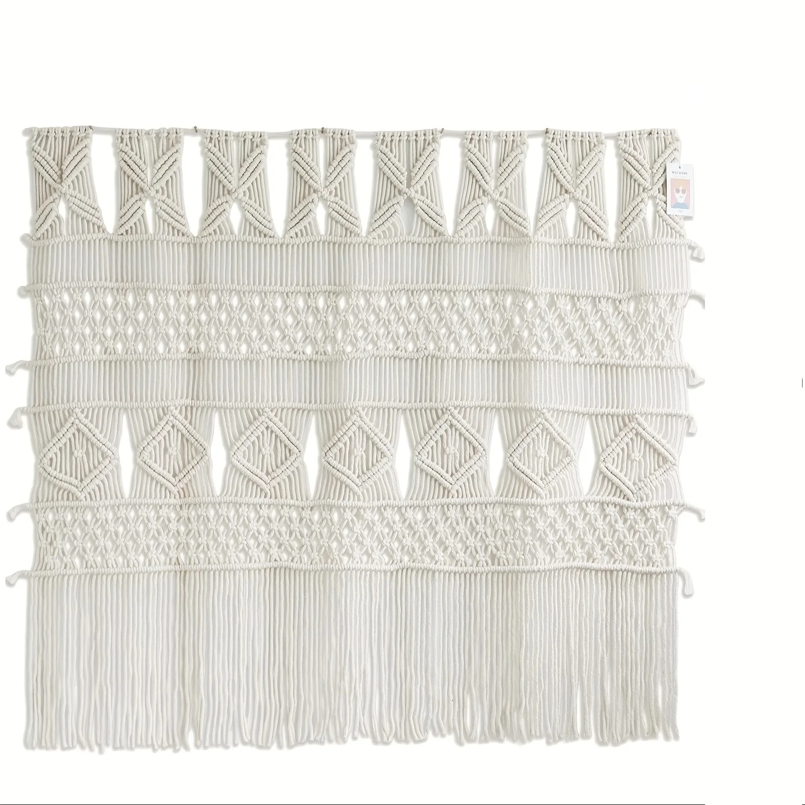 Большая занавеска с кисточками богемная Свадебная плетеная Настенная картина