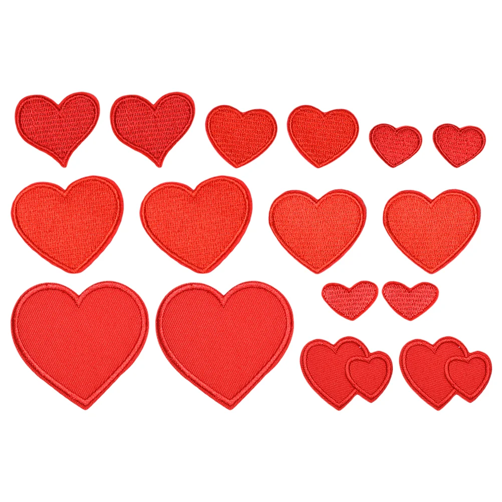 

16pcs On Red Heart Embroidered Patches, Heart Embroidered Repair Patches, Red Heart Applique for DIY Clothes Jean Backpackss