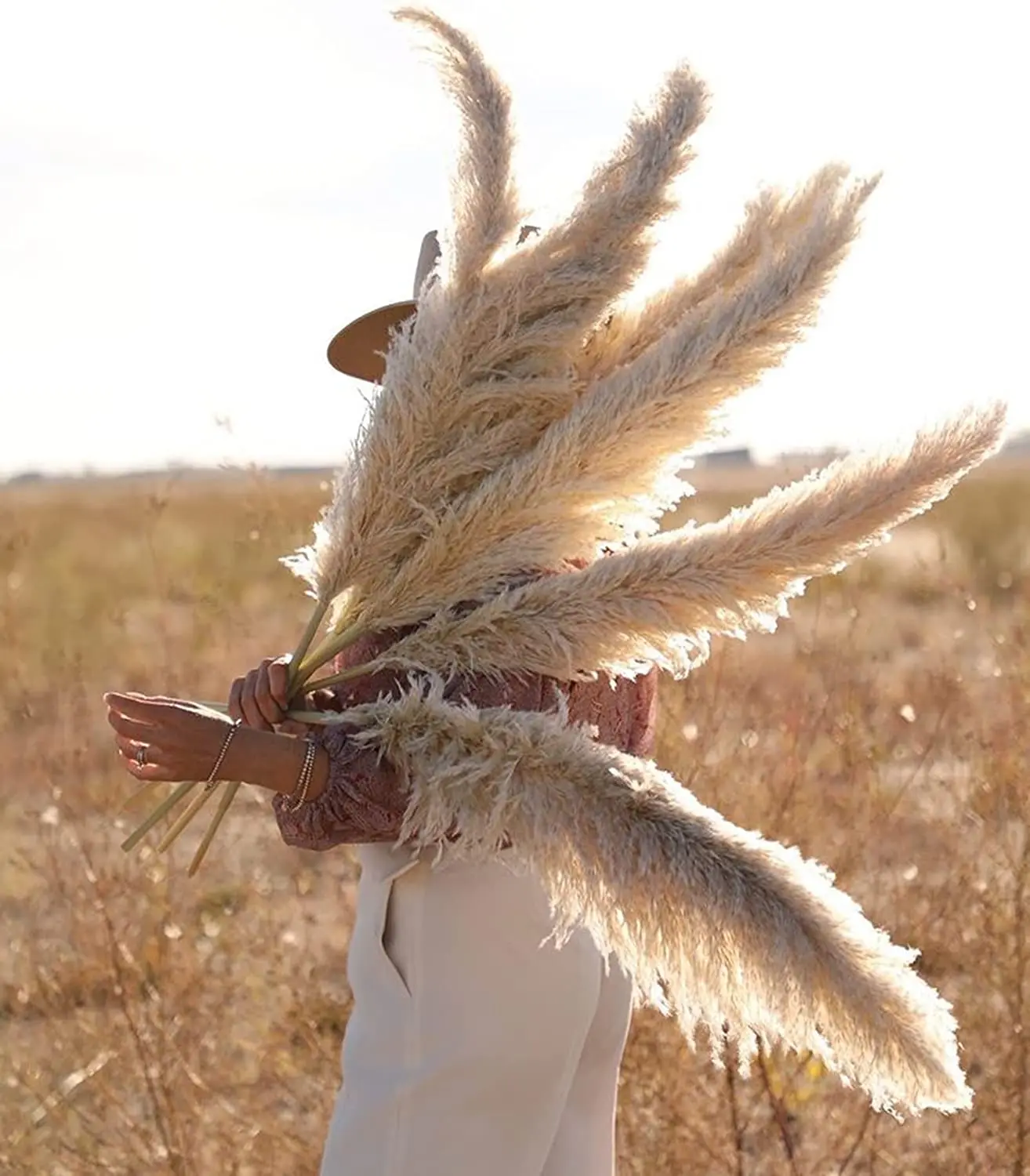 

80-120cm Lager Pampas Grass Bouquet de Fleurs Sechee Dried Flowers Bouquet for Wedding Boho Flowers Home Table Decor