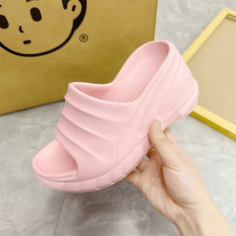 8cm Sloped Heels Women Slippers Platform Wedges Summer Casual Women Shoes Outdoor Comfortable Beach High Slipper Dress Sandals