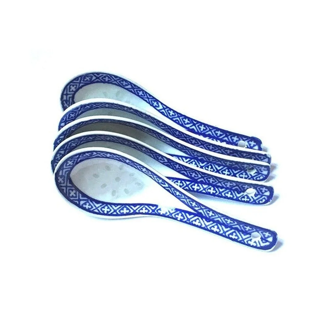 5pcs Convenient Ceramic Spoon Multi-Function Chinese Style Scoop Porridge Spoon Tableware Soup Spoon For Home Restaurant images - 6