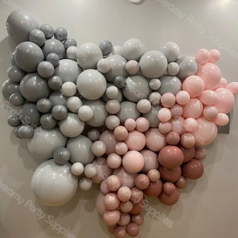 

100pcs 5/10/12inch Doubled Stuffed Gray Pink Balloons DIY Wedding Balloon Garland Arch Kit Baby Shower 1st Birthday Party Globos