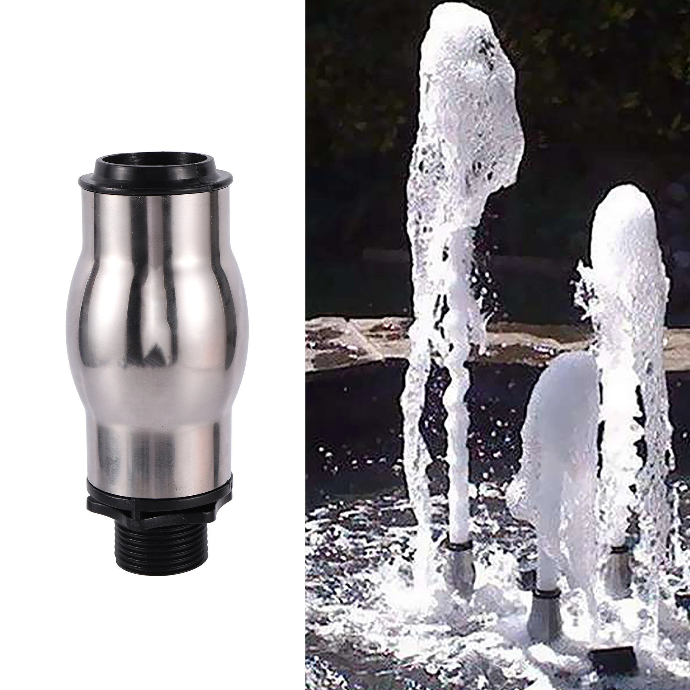 

1"Male Thread Bubbling Column Fountain Stainless Steel Foam Fountain Nozzle Garden Hotel Pond Landscape Ornamental Fountain