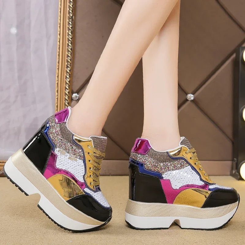 Женские ботильоны 2023 осенняя искусственная высота кожаная обувь Increasi ботинки на