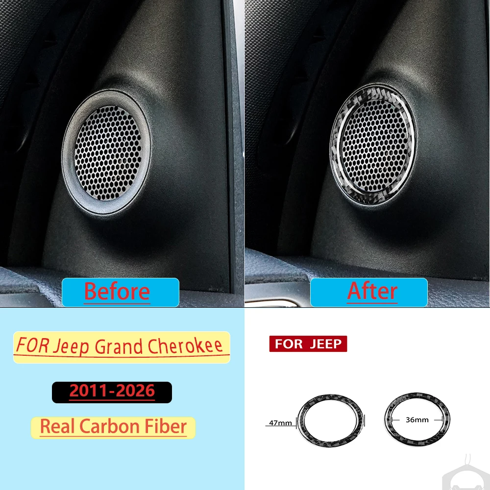 Фото Накладка на рамку аудиосистемы из карбона для Jeep Grand Cherokee 2011–2026, настраиваемая наклейка для автомобиля, аксессуары для интерьера №1