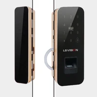 ls vision glazed electronic digital biometric password card remote app keyless double sliding glass door smart fingerprint lock