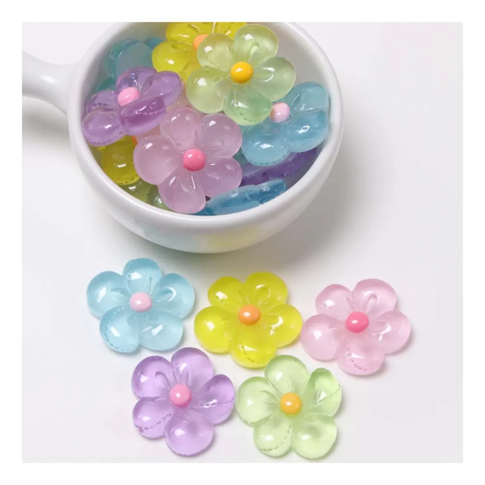 

Luminous Transparent Daisy Flower Charms Resin Flatback Cabochon For Diy Jewelry Making Brooch Hair Bows Phone Case Decoration